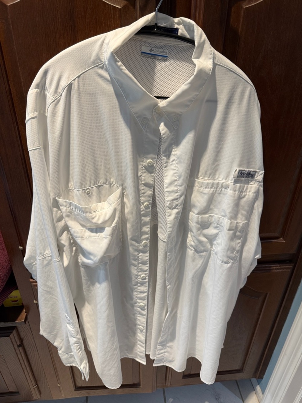 Columbia White Breathable Fishing Button-Up Shirt long sleeve 3x